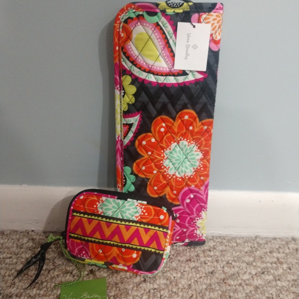 Vera Bradley Ziggy Zinna flat iron cover+tech case